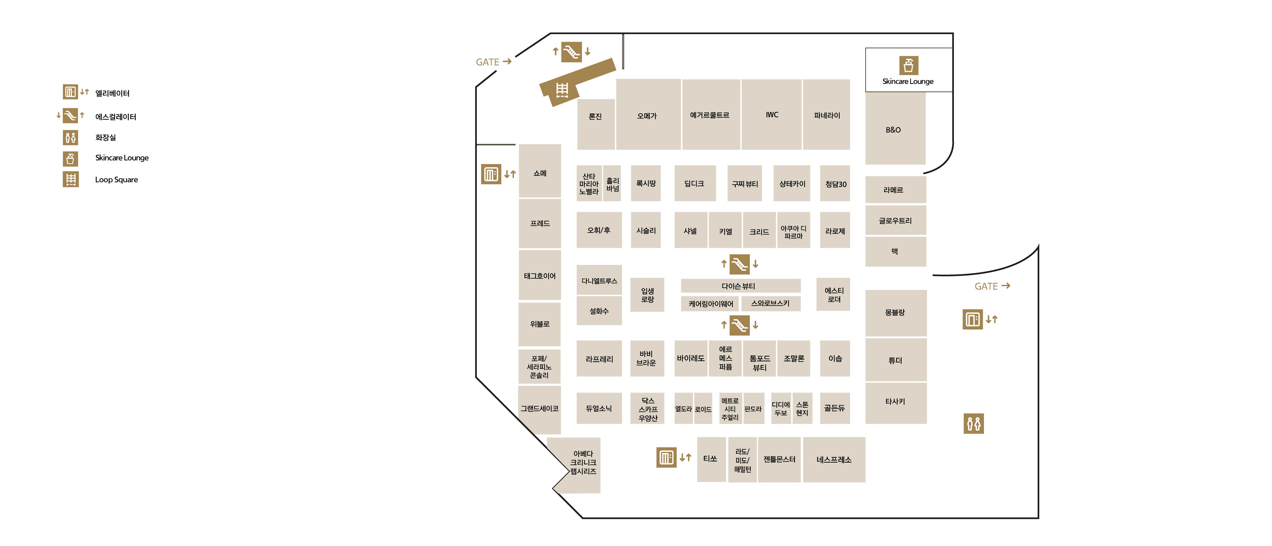 갤러리아광교 1F 층별안내 이미지 입니다.