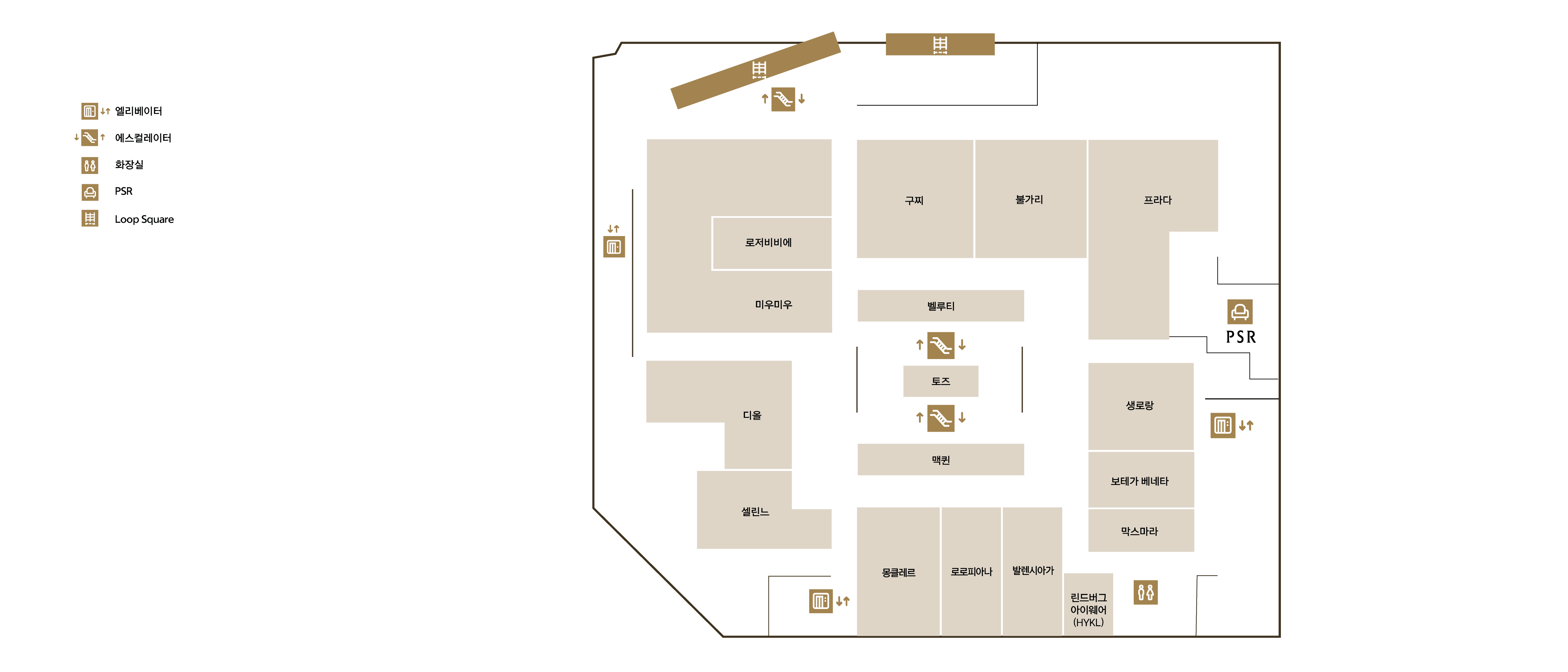 갤러리아광교 2F 층별안내 이미지 입니다.